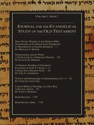 cover image of Journal for the Evangelical Study of the Old Testament, 1.1